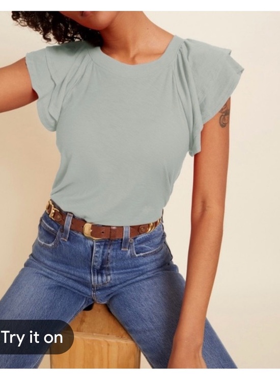 Nation LTD Tops - Light Sage Nation Evereve Pima Cotton Flutter Sleeve Women's Top Size Large